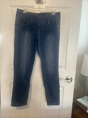 Jag  Designer Women’s Pull-On High Rise Cropped Blue Jeans Stretch Sz: 8